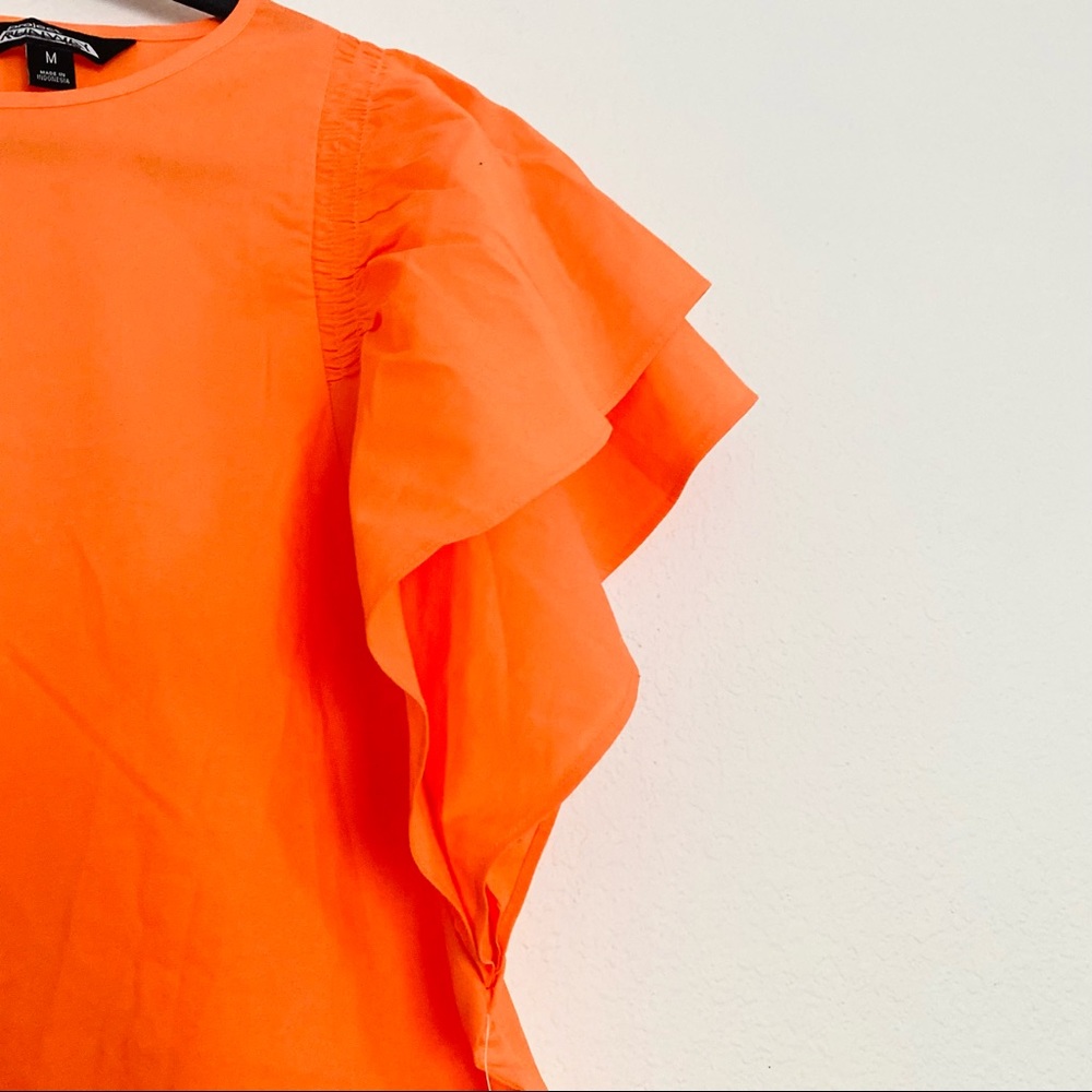 PROJECT RUNWAY Ruffle Sleeve Blouse Orange Size Medium - Picture 12 of 14